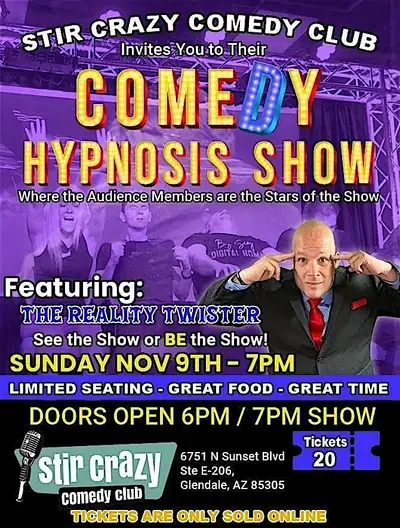 Comedy Hypnosis Show with Johnathan Smith aka The Reality Twister poster